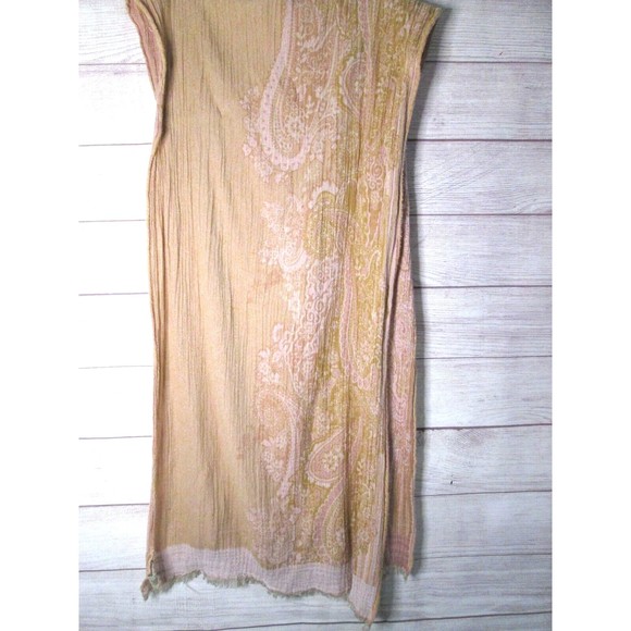 Soutach Wrap Oversized Scarf Shawl 72”X22” Pink Gold White 100% Cotton - Picture 5 of 5